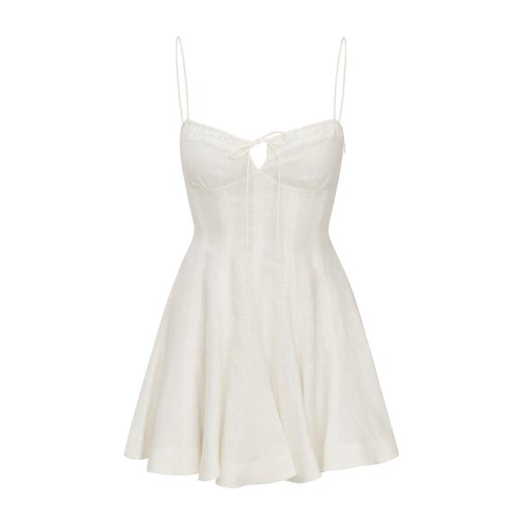 Loveshackfancy 'Shai' Cream Linen A-Line Mini Dress Size 00 - NWT